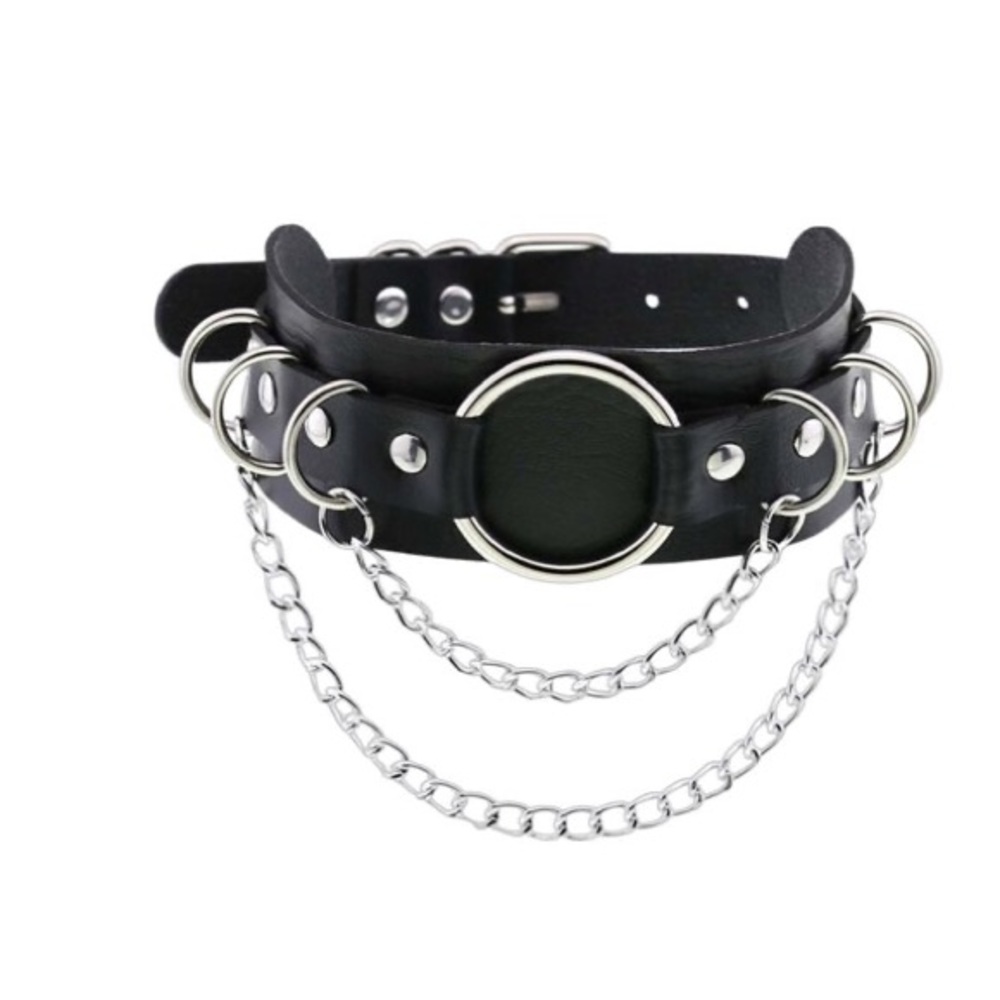 Necklace PU Leather Black Goth Punk Rock Choker Necklaces For Women